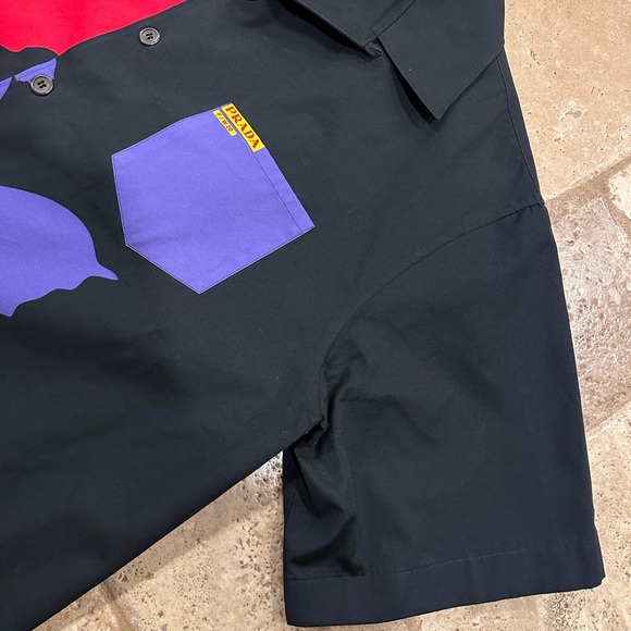 Prada Double Match FW20 Black Purple Red Horse Bowling Shirt - Picture 7 of 15